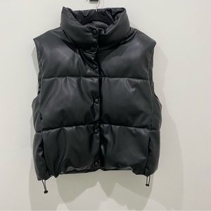 ZARA FAUX LEATHER PUFFER VEST